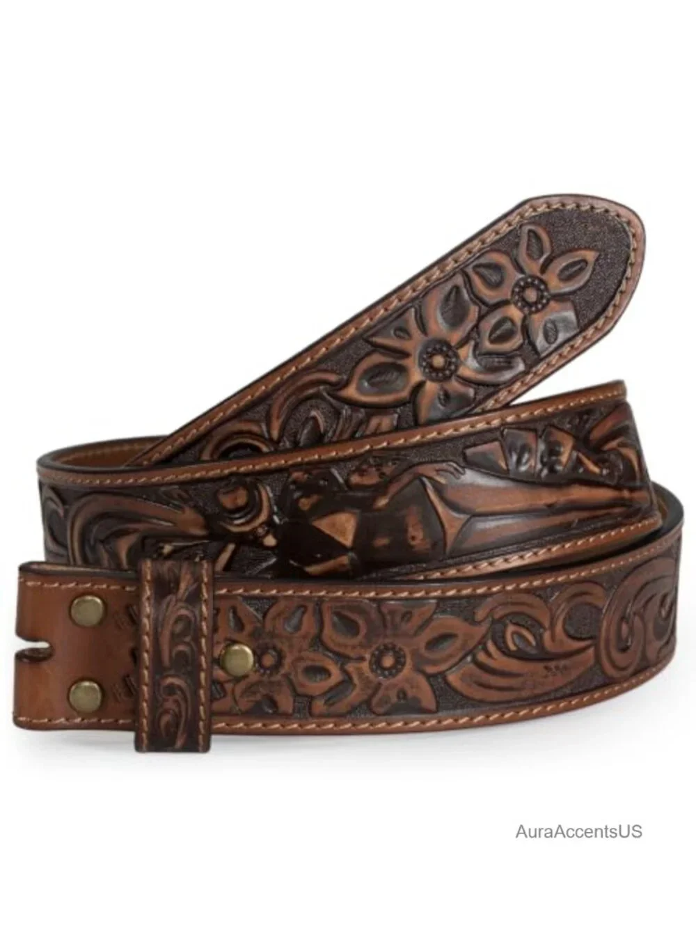 Western Cowboy Belt Without Buckle - Full Grain Leather, Heavy Duty, 1.5 Inch,